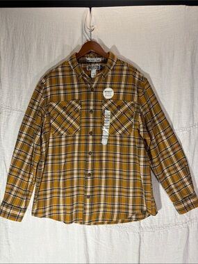 NWT Duluth Trading Co. Burlyweight Flannel Shirt Me s L Relaxed Fit Untucked